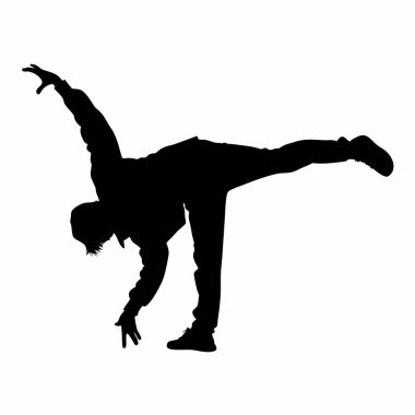 Genç adam dans ediyor siluet