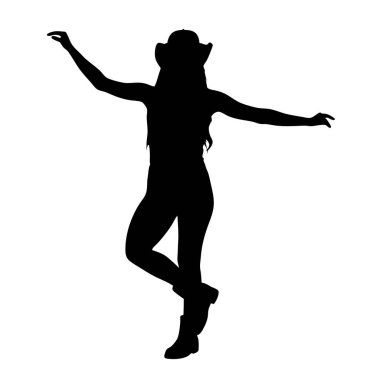 Kız beyaz zemin üzerine siluet vektör.