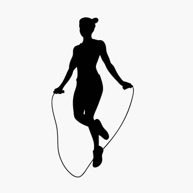 Zıplayan bir kadının silüeti. vektör illüstrasyonu.