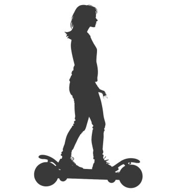 Scooter süren bir kadının silueti..