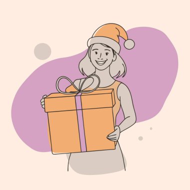 Noel hediyesi taşıyan bir kadın.