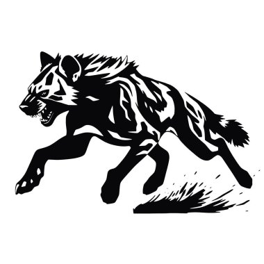 Beyaz arka planda çalışan bir kaplanın vektör silueti.