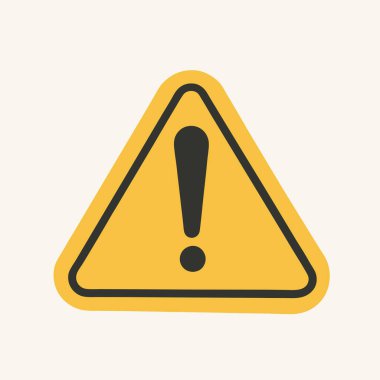 Üçgen simgesinde ünlem işareti. Dikkat işareti. Uyarı. Tehlike sembolü Düz stil. vektör