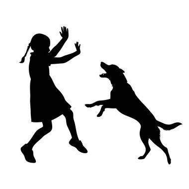 Vektör çizimi. Köpekli kız. beyaz arkaplanda izole.