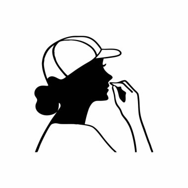 Şapkalı bir kadın ve sigaralı bir kadının vektör çizimi