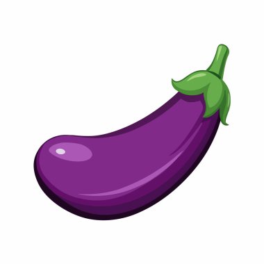 Beyaz arka planda izole edilmiş tek bir mor patlıcanın canlı çizgi film çizimi. Tarif siteleri, yemek kitapları ve sağlıklı beslenme kampanyaları için mükemmel. Bu parlak vektör clipart ayrıntılı, botanik biçimli bir oluşturma için ideal