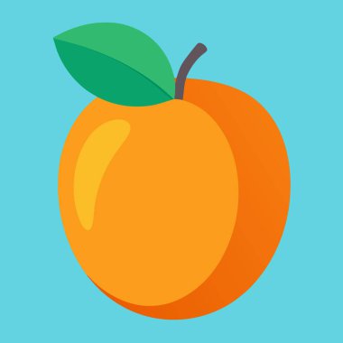 Tek, olgun bir portakal şeftalisi, basit, düz bir çizgi film tarzıyla gösterilmiş. Yaz temalı tasarımlar, yemek blogları, sağlık ve sağlık malzemeleri ya da canlı bir tasarım unsuru olarak mükemmel. Yüksek çözünürlüklü görüntü, beyaz arkaplanda izole edilmiş, ideal 