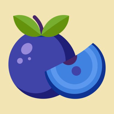 Yaban mersini diliminin canlı ve yakın plan bir grafiği. Yemek blogları, ambalajlar ya da sağlıkla ilgili tasarımlar için mükemmel. Basit, minimal vektör çizimi pastel mavi bir renge sahiptir ve meyvenin tazeliğini ve doğal çekiciliğini sergiler. İdeal.