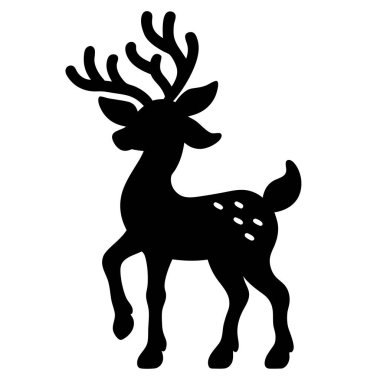 Sevimli siyah rengeyiği, Noel kartları, davetiyeler ve şenlikli tasarımlar için mükemmel. Bu basit ama zarif vektör grafiği hem dijital hem de baskı projeleri için idealdir. Ormanlık bir yaratığın yer aldığı sevimli ve sihirli bir çizim.