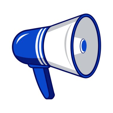 Canlı bir mavi çizgi film megafonu, duyurular, pazarlama materyalleri ya da sunumlar için mükemmel. Bu vektör çizimi iletişimi sembolize eder, bir mesaj yayınlar ve dikkat çeker. Web siteleri, sosyal medya ve baskı projec için ideal