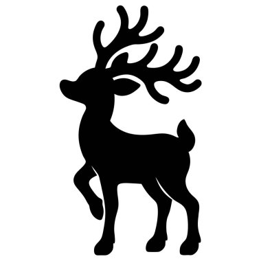 Zarif siyah ren geyiği silueti, Noel kartları, davetiyeler ve şenlikli dekorasyonlar için mükemmel. Basit, minimalist tasarım, baskı veya internet kullanımı için ideal. Yüksek çözünürlüklü vektör grafiği, kalite kaybı olmadan kolayca ölçeklenebilir. Zerre kadar ıssız