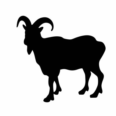 Görkemli bir dağ keçisinin çarpıcı siyah beyaz silueti, beyaz bir arka planda tamamen izole edilmiş. Bu minimalist vektör grafiği, doğanın güçlü ve zarif bir sembolüne ihtiyaç duyan logolar, markalaşma veya herhangi bir tasarım için idealdir. T