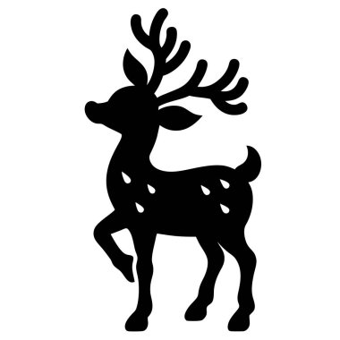 Sevimli siyah rengeyikleri, Noel kartları, çıkartmalar ve dövmeler için mükemmel. Basit, zarif tasarım, kolayca basılabilir. Vektör grafik, yüksek çözünürlüklü clipart. Tatil süslemeleri ve şenlik projeleri için ideal. Tatlı ve büyüleyici kış 