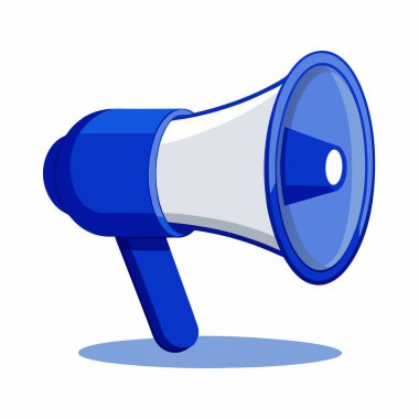 Canlı bir mavi çizgi film megafonu, reklam, pazarlama ya da yayın duyuruları için mükemmel. Bu vektör illüstrasyonu web siteleri, sunumlar ve sosyal medya için, iletişim, tanıtım ve halka açık adres sistemleri için idealdir. T