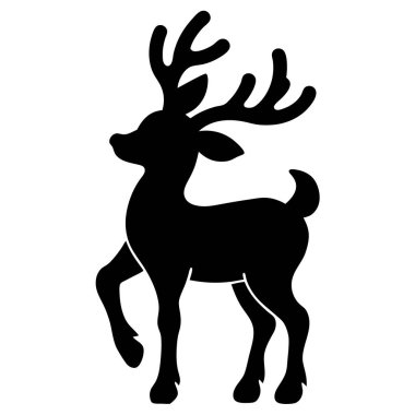 Basit, zarif ren geyiği silueti Noel kartları, davetiyeler ve tatil süslemeleri için mükemmel. Minimalist siyah beyaz vektör çizimi, çeşitli şenlik tasarımları için idealdir. Kolay kullanım için beyaz bir arkaplanda izole edilmiş. Yüksek resolu