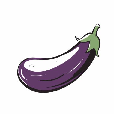 Tek, taze organik patlıcanın canlı bir çizimi, mutfak siteleri, yemek tarifleri blogları ve sağlıklı beslenme kampanyaları için mükemmel. Bu karikatür tarzı çizim, beyaz bir arkaplanda izole edilmiş mor bir patlıcan içerir.
