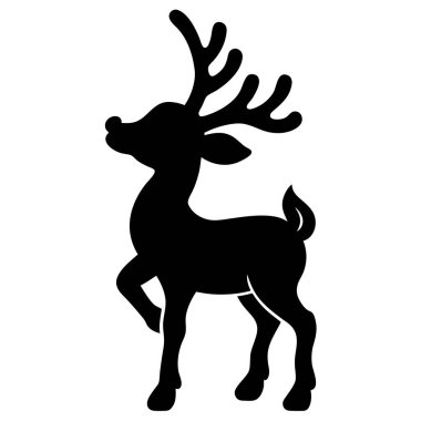 Çekici, çizgi film tarzı bir ren geyiği silueti Noel kartları, davetiyeler ve şenlikli dekorasyonlar için mükemmel. Bu basit ama zarif siyah-beyaz vektör çizimi tasarımlarınıza tatil neşesi katmak için idealdir. Tapılası 