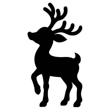 Çekici, basit, siyah ve beyaz bir ren geyiği silueti Noel kartları, davetiyeler ve şenlikli dekorasyonlar için mükemmel. Bu zarif vektör grafiği kolayca basılabilir ve tasarımlarınıza tatil neşesi katmak için idealdir. Şirin Silhou.