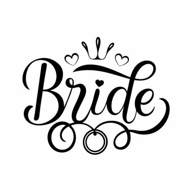 Kraliyet, kalp ve yüzük içeren zarif bir düğün tipografisi tasarımı. Davetiyeler, kartlar ve diğer romantik kırtasiyeler için mükemmel. Güzel bir vektör çizimi, baskı ya da dijital kullanım için ideal. Şık ve kadınsı tasarım, aşkı kutlamak ve m