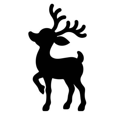 Bir ren geyiğinin büyüleyici siyah beyaz silueti, Noel kartları, davetiyeler ya da şenlikli dekorasyonlar için mükemmel. Bu basit ama sevimli vektör grafiği kolayca basılabilir ve projelerinize tatil neşesi katmak için idealdir. - Evet.