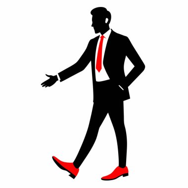 Takım elbiseli ve kırmızı kravatlı kendine güvenen işadamı, elini uzatarak bir ortaklık ve işbirliği jesti yapıyor. Başarı, liderlik ve güçlü bir iş zekası yansıtıyor. Anlaşma yapma, müzakere, kariyer yönetimi kavramları için ideal.