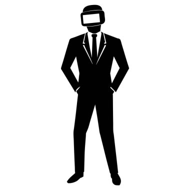 Kaynakçı kaskı takan bir iş adamının minimalist vektör silueti. Kurumsal anonimlik, güvenlik, gizli kimlik ya da mesleki hayatın ikiliğine ilişkin kavramlar için mükemmel. Siyah beyaz grafik modern iş için idealdir.