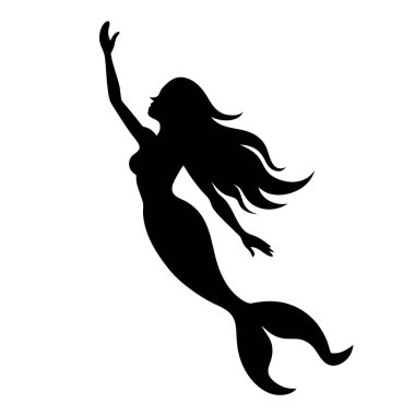 Zarif bir siyah beyaz vektör silueti. Bir denizkızı zarifçe okyanusa doğru yükseliyor. Fantezi, peri masalı ya da kadınsı tasarımlar için mükemmel. Mistik ve umut verici bir dokunuşa ihtiyaç duyan internet siteleri, logolar ve baskı projeleri için ideal. Yüksek kalite gra