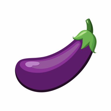 Tek, taze, mor bir patlıcanın canlı bir çizimi. Mutfak siteleri, yemek tarifleri blogları veya sağlıklı beslenme kampanyaları için mükemmel. Bu karikatür tarzı clipart beyaz arka planda izole edilmiş detaylı bir patlıcan içerir. Bir dokunuş eklemek için ideal.