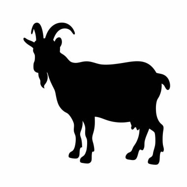 Profilde duran parlak, siyah bir keçi silueti logolar, damgalama ve resimsel amaçlar için idealdir. Bu vektör grafik temiz, basit bir tasarım sunuyor, tarım, kırsal veya doğa temalı projeler için mükemmel. İzole görüntü çok kolay.