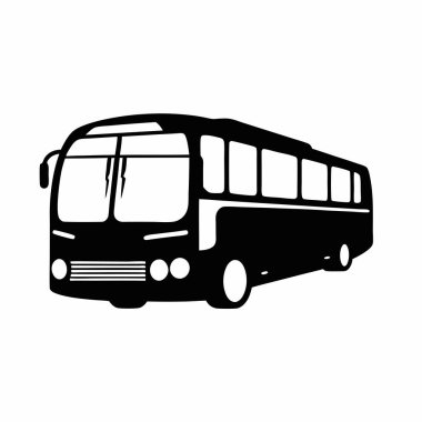 Bir otobüsün temiz, minimalist vektör silueti, ulaşım, seyahat ve turizm tasarımları için ideal. Siyah ve beyaz görüntü simgeler, logolar ve grafik elementler için mükemmeldir. Kolay kullanım için beyaz bir arkaplanda izole edilmiş. Robotta kullanılabilir