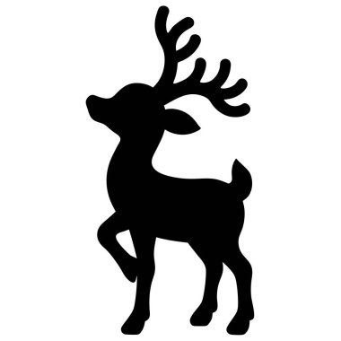 Basit, zarif bir ren geyiği silueti, Noel kartları, davetiyeler ve tatil süslemeleri için mükemmel. Bu vektör grafiği minimalist bir tasarım için idealdir, hem dijital hem de beyaz için temiz, siyah ve beyaz bir illüstrasyon sunar