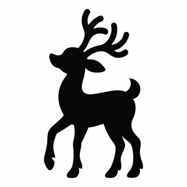 Çekici, basit bir ren geyiği silueti, Noel ve tatil tasarımları için mükemmel. Bu zarif siyah-beyaz vektör grafiği kartlar, hediyeler ve şenlikli dekorasyonlar için idealdir. Sevimli, tapılası tasarım kolayca basılabilir ve V için çok yönlü.