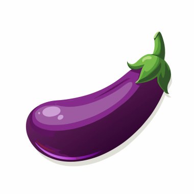 Beyaz arka planda izole edilmiş tek bir mor patlıcanın canlı çizgi film çizimi. Mutfak siteleri, yemek blogları ya da sağlıklı ve canlı bir yemek grafiğine ihtiyaç duyan her proje için mükemmel. Vejetaryen ve vejetaryen temaları için ideal.