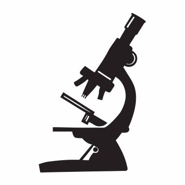 Bilimsel araştırmaları, tıbbi teknolojiyi veya eğitim materyallerini temsil etmek için ideal, parlak siyah bir mikroskop silueti. Biyoloji, kimya veya laboratuvar analizi kavramlarını resmetmek için mükemmel. Vektör illüstrasyonu kolayca s
