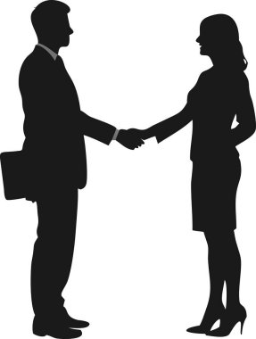 Başarılı bir iş anlaşmasını, ortaklığı ya da anlaşmayı sembolize eden iş kadını ve iş kadınının silueti. Takım çalışması, işbirliği, müzakere ve finans ve yatırımdaki kurumsal başarı kavramlarını resmetmek için mükemmel.