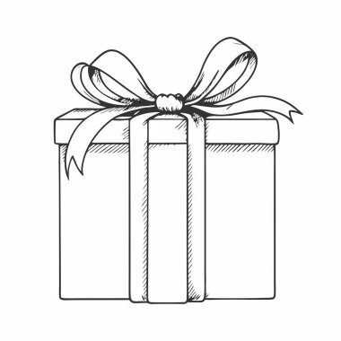 Yay ve hediye kutusunun vektör çizimi. Noel hediyesi..