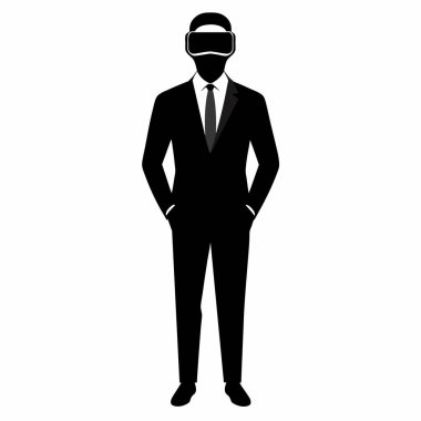 Sanal gerçeklik kulaklığı takmış şık, modern bir iş adamı, yenilikleri ve ticaretin geleceğini temsil ediyor. Teknoloji, metaevren, artırılmış gerçeklik ve dijital dönüşüm ile ilgili kavramlar için mükemmel. Yüksek çözünürlüklü resim i