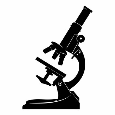 Siyah siluet mikroskobun yüksek kalite çizimi bilim, eğitim ve tıbbi projeler için mükemmel. Bilimsel araştırma ve diski temsil eden temiz ve profesyonel bir görüntüye ihtiyaç duyan sunumlar, web siteleri veya yayınlar için ideal