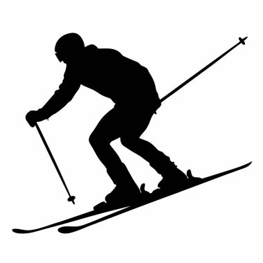 Kayak. Beyaz arka planda bir adamın vektör silueti. kayak.