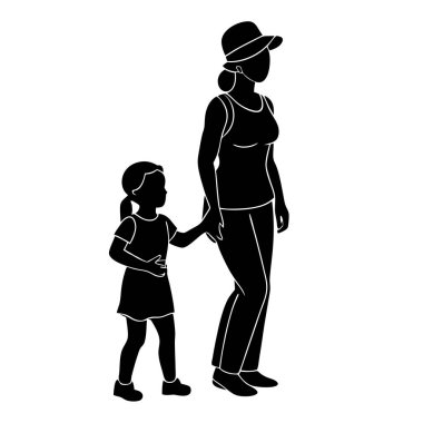 Anne ve çocuk siluet