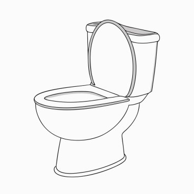 Beyaz arka planda izole edilmiş ana hatlı klozet ikonu. tuvalet sembolü stok vektörü illüstrasyonu.