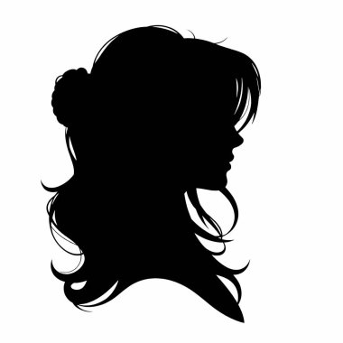 Kadın vektör silueti ile karşı karşıya, siyah ve beyaz arkaplan (13)