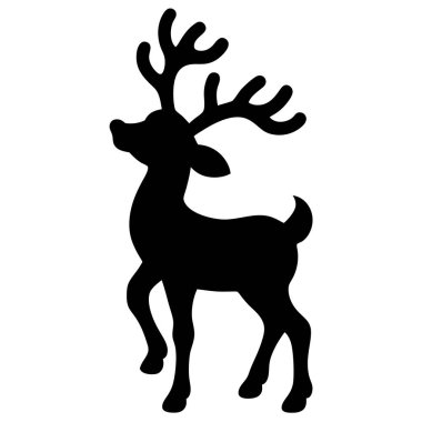 Basit, zarif ren geyiği silueti Noel kartları, davetiyeler ve tatil süslemeleri için mükemmel. Bu çok yönlü vektör grafiği kolayca basılabilir ve çeşitli şenlik tasarımları için uyarlanabilir. Siyah ve beyaz, klasik, temiz bir estetik.