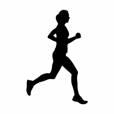 Silueti olan bir kadın. Vektör. Koşan bir kadının izole edilmiş silueti.