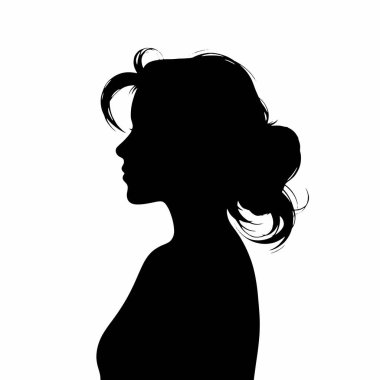 Kadın vektör silueti ile karşı karşıya, siyah ve beyaz arkaplan (20)