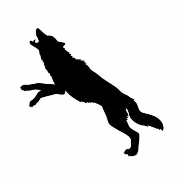 Beyaz arka planda kurt silueti