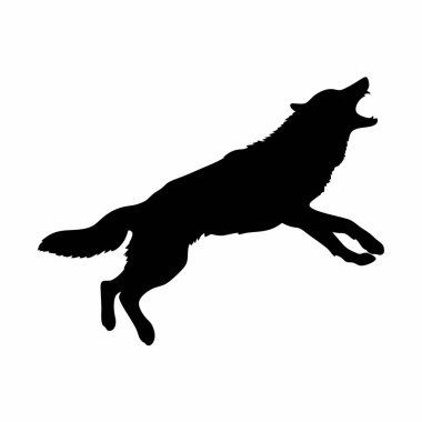 Beyaz arkaplanda kurt vektörü silueti