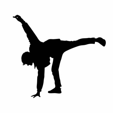 Beyaz arka planda siyah pozlu bir adamın vektör silueti