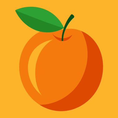 Minimalist tarzda canlı, tek portakal renkli bir illüstrasyon. Yemek blogları, sağlıklı beslenme kampanyaları ya da temiz, taze estetik gerektiren projeler için mükemmel. Bu vektör grafiğinde sulu, olgun bir portakal ve sade bir yaprak ve sapı var.