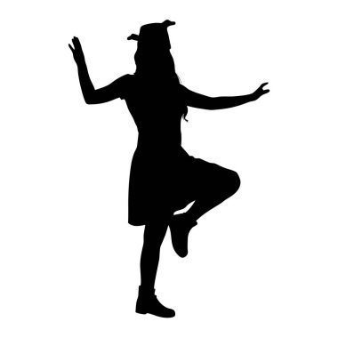 Siyah pozdaki siluet kadın. vektör illüstrasyonu